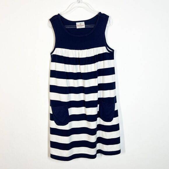 Hanna Andersson Girl's Size 6-7 Years Old Sleeveless Blue Striped Pockets Dress - Picture 1 of 8